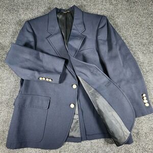 VTG John Weitz Palm Beach 46R Navy Blue Hopsack Gold Button Blazer Sports Coat